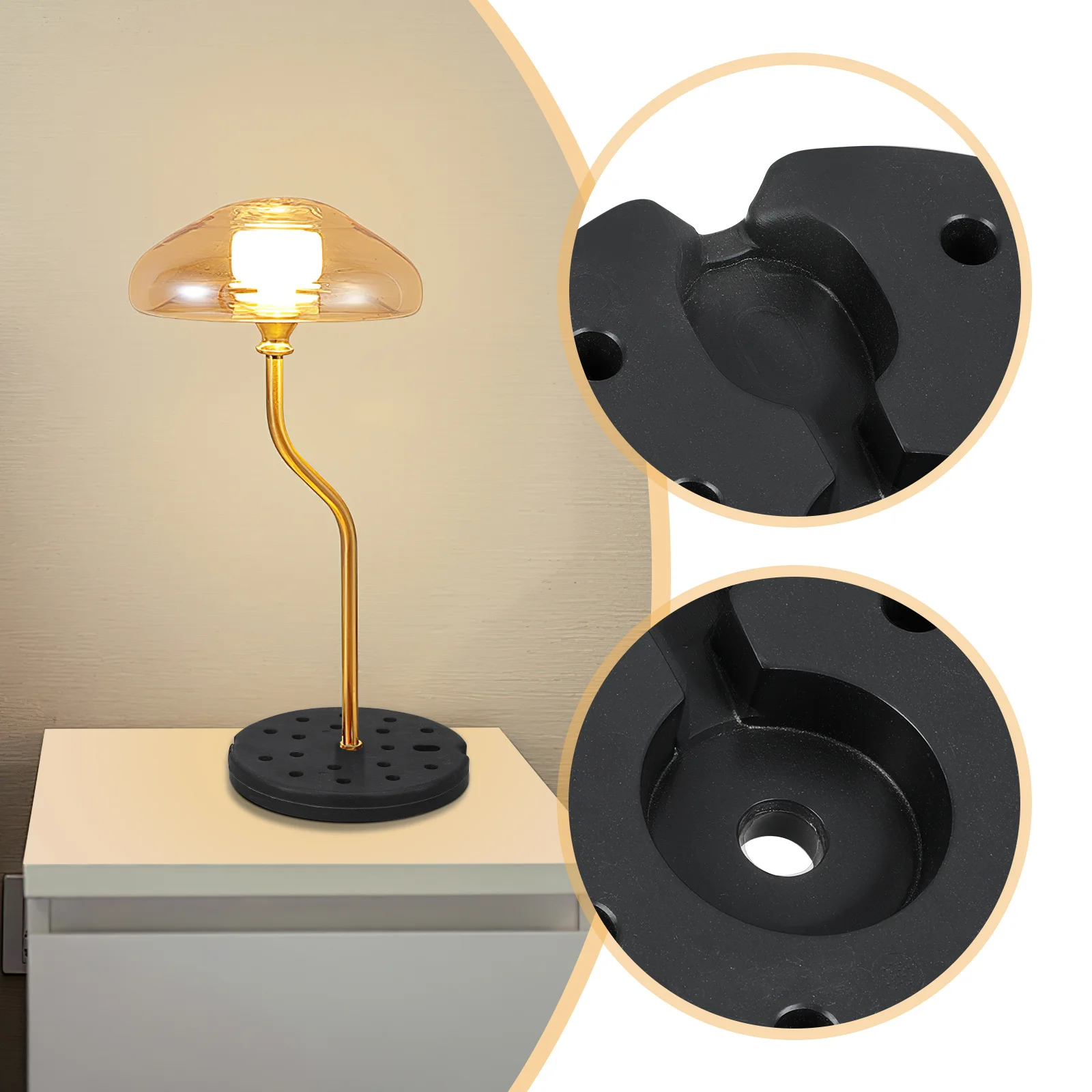 قاعدة مصابيح بلاستيكية مستديرة مرجحة لمكتب الطابق حامل مصباح الطاولة لتقوم بها بنفسك عرض منضدة مصباح ديكور جزء الملحقات #2