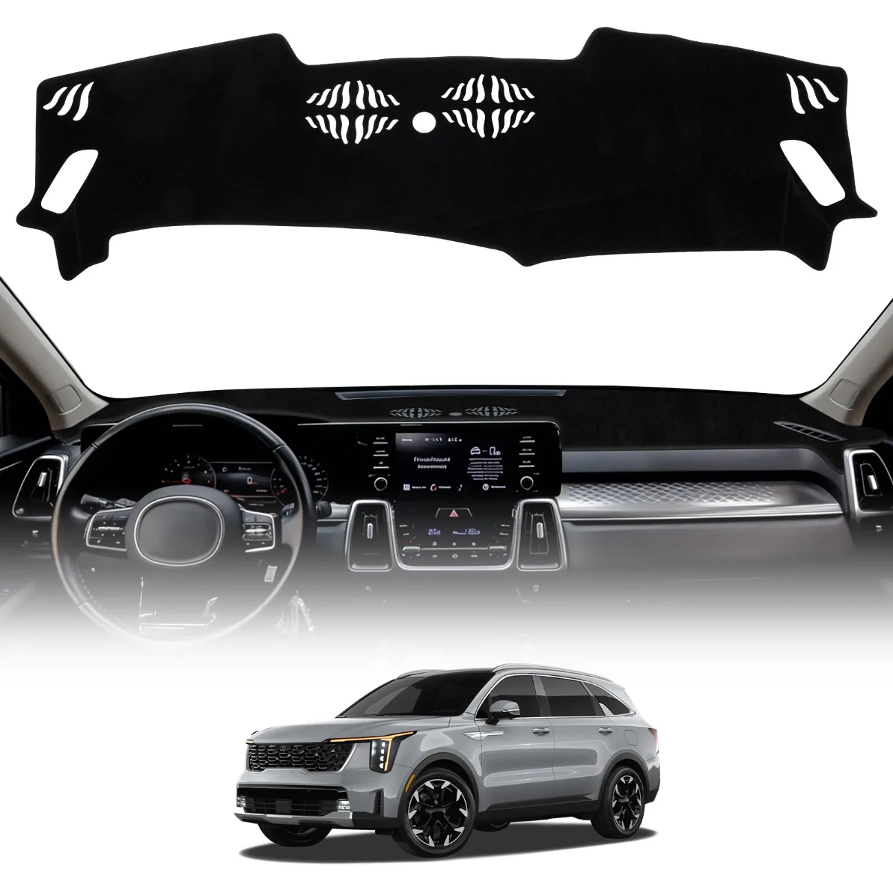 

Dashboard Cover Mat For Kia Sorento 2021-2026 LHD For 12.3inch Navigation Accessories Sunshade Glare Non-Slip Protector Interior