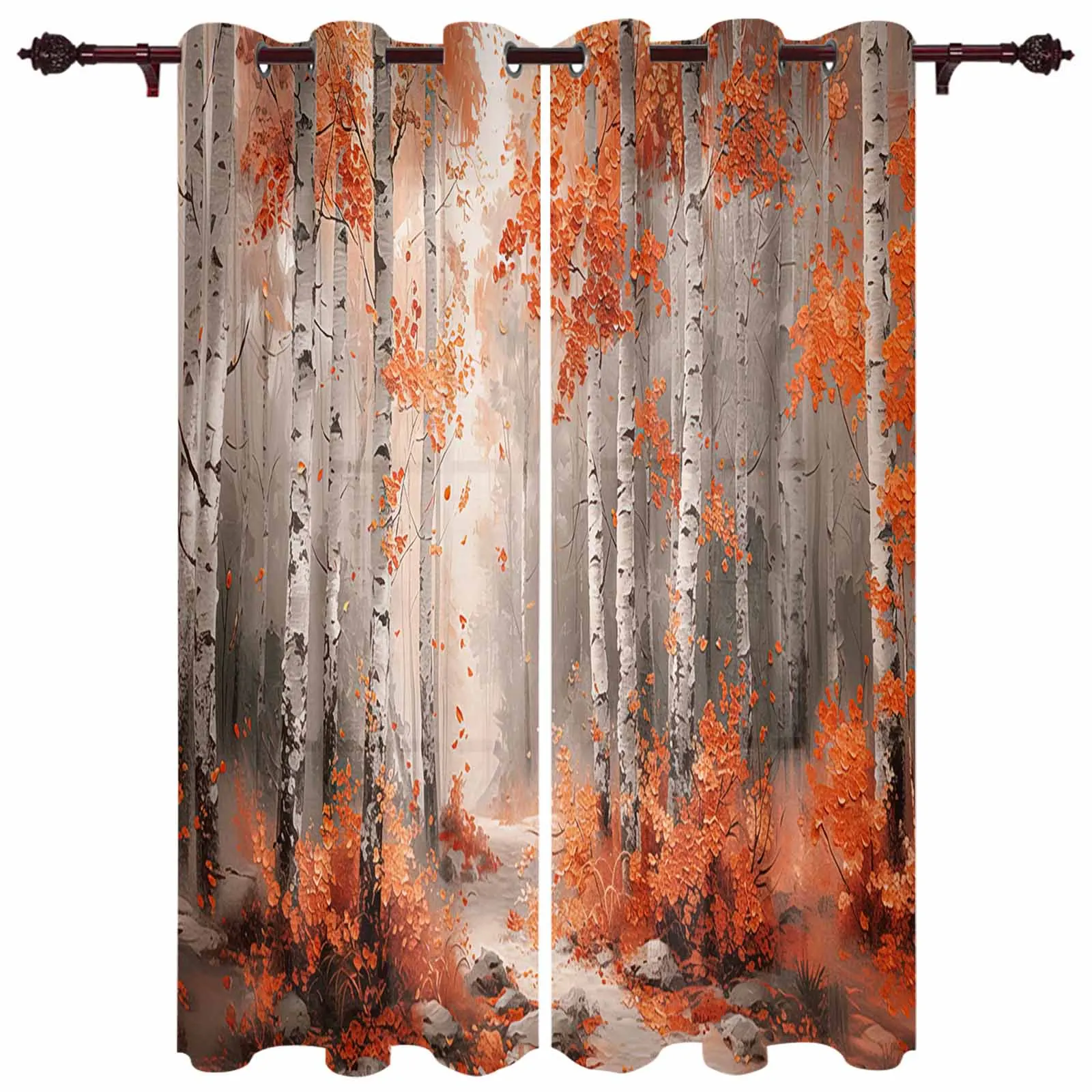 Impressionism Of Oil Painting Forest Plants Modern Window Curtains for Living Room Bedroom Curtain Home Decor Balcony Drapes