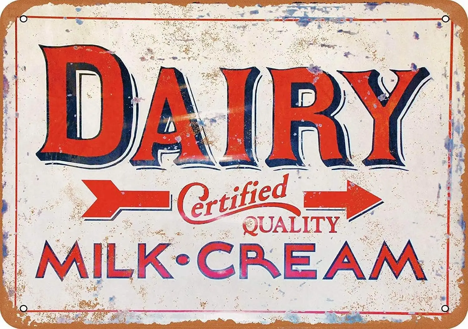 Wall Decor Sign Dairy Certified Quality Milk Cream Tin Signs Street Sign