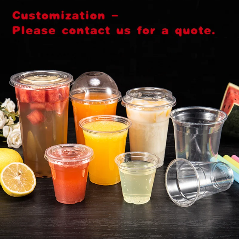 

custom.LOKYO High PET Smoothie Disposable Cups with Lids 12oz 16oz 20oz 22oz 24oz Single Wall Drinkware