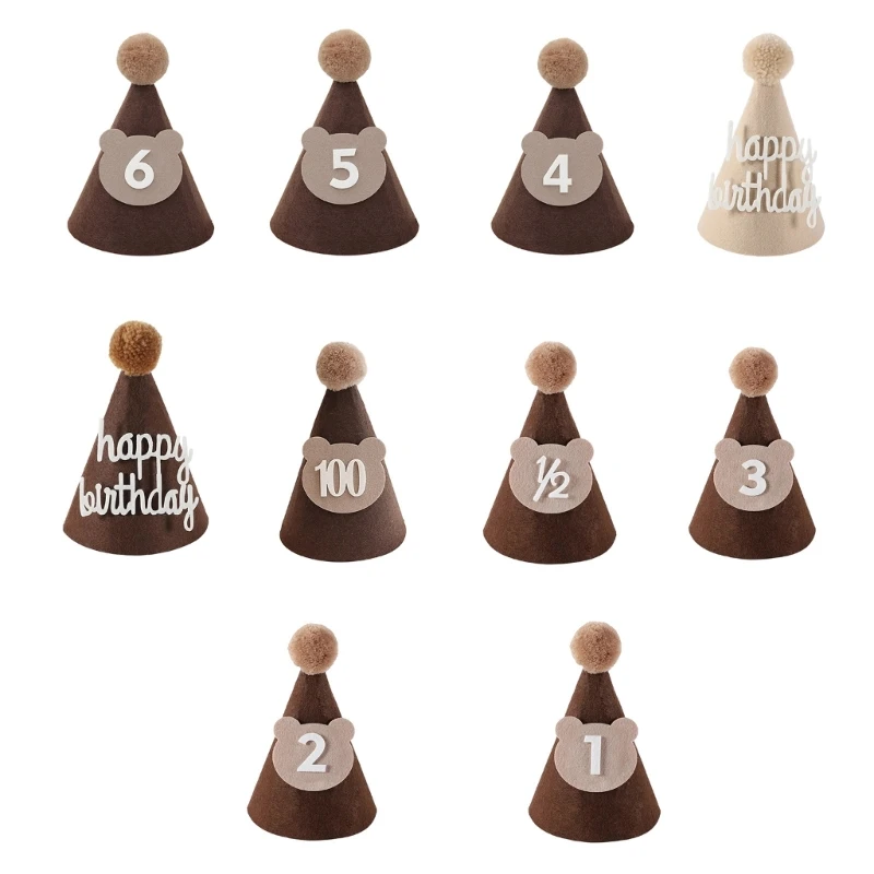 Baby Birthday Hat Shower Party Decorations Brown Coffee Bear Hats Photo Props