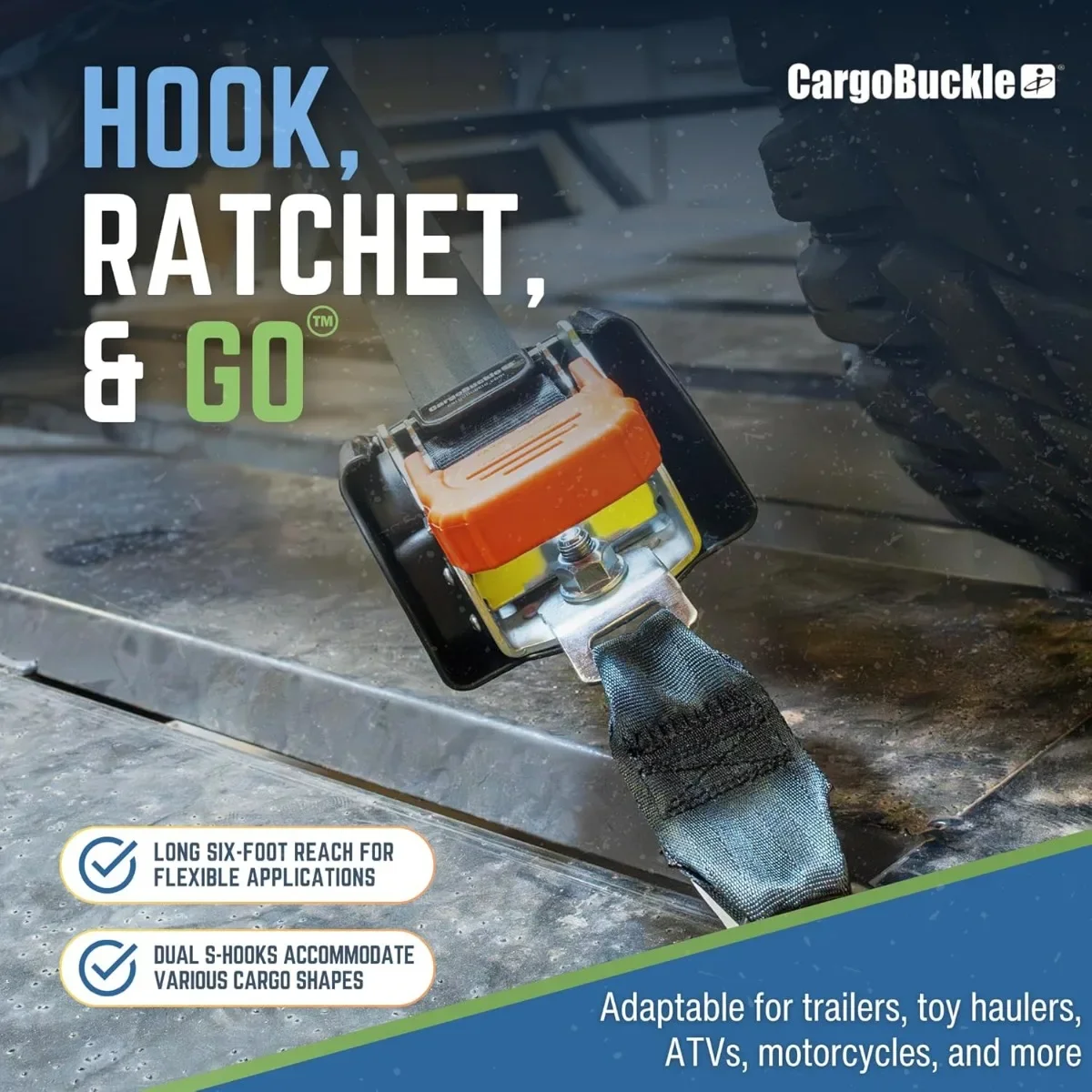 2-Pack 2-Inch Retractable Ratchet Tie-Downs. 2,500lbs Break Strength with Dual S-Hooks for Secure Transport of Cargo & Equipment