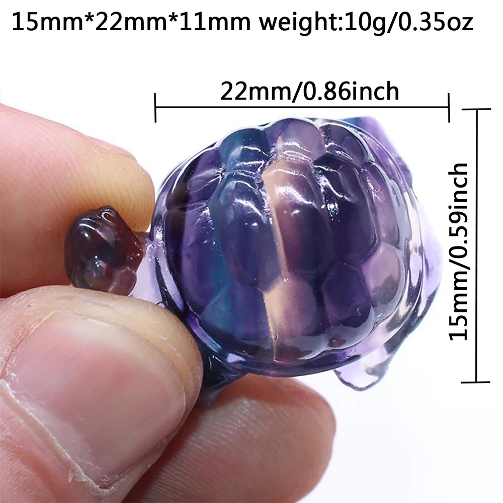 Natural Colored Fluorite Turtle - Creative Carved Crystal for Home Decor Ideal Craft Kids Gift