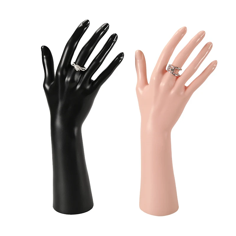 A Vinyl PVC Female Hand Mannequin with Arm Women Right Hand Standing Model Jewelry Ring Glove Display Prop