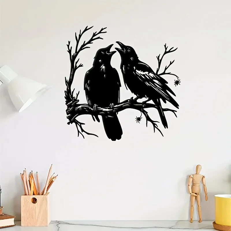 CIFbuy Black Crow Iron Wall Art Metal Branch Decor Modern Minimalist Living Room Bedroom Hanging Ornament