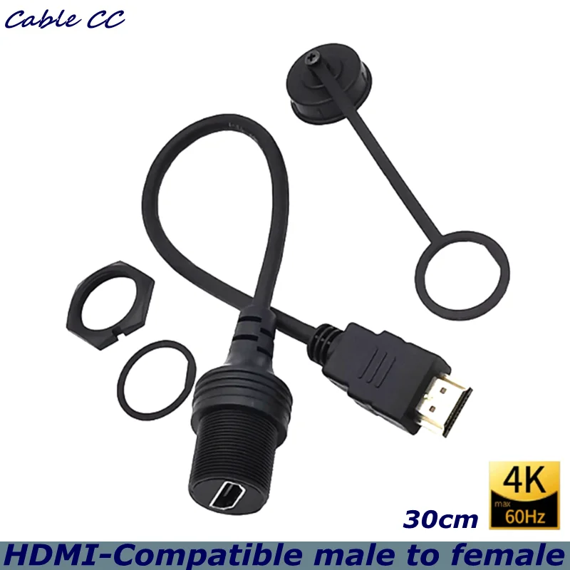 

60HZ 4K HDMI-compatible Male to Female Extension Dashboard Waterproof Car Embedded Installation Cable For Cars and Motorcycles