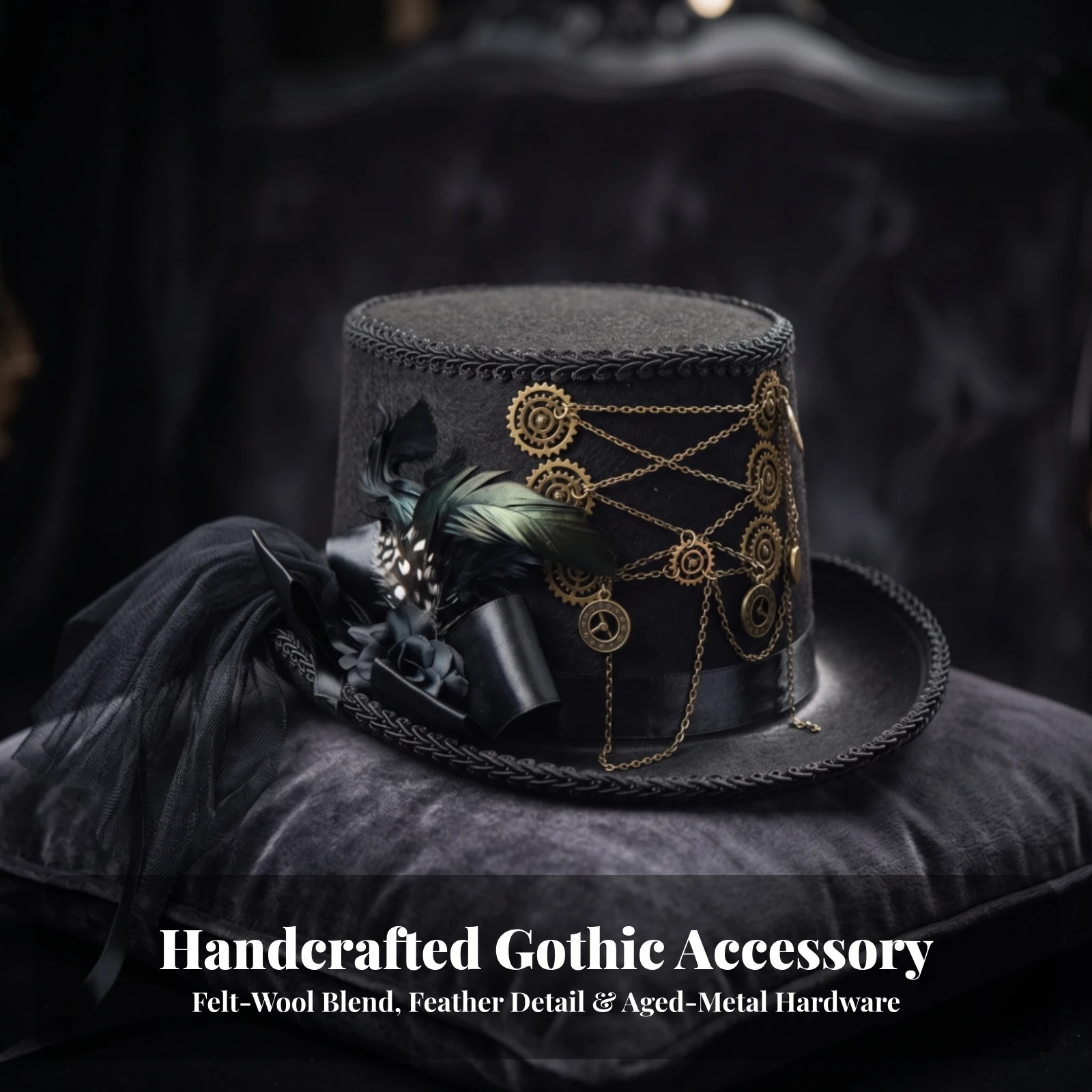 Steampunk Top Hat Theatrical Gothic Top Hat Gender-Neutral Adult for Cosplayers, Cosplay, Themed Parties