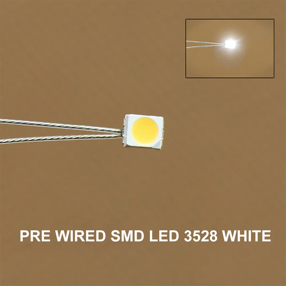 20pcs Pre-soldered micro litz Wire Bright White SMD LED 3528 Lights Free Resistors T3528W