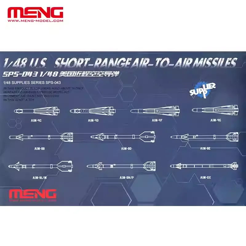 MENG SPS-043 Misiles aire a aire de corto alcance de EE. UU. 1/48 Accesorios de juguete DIY