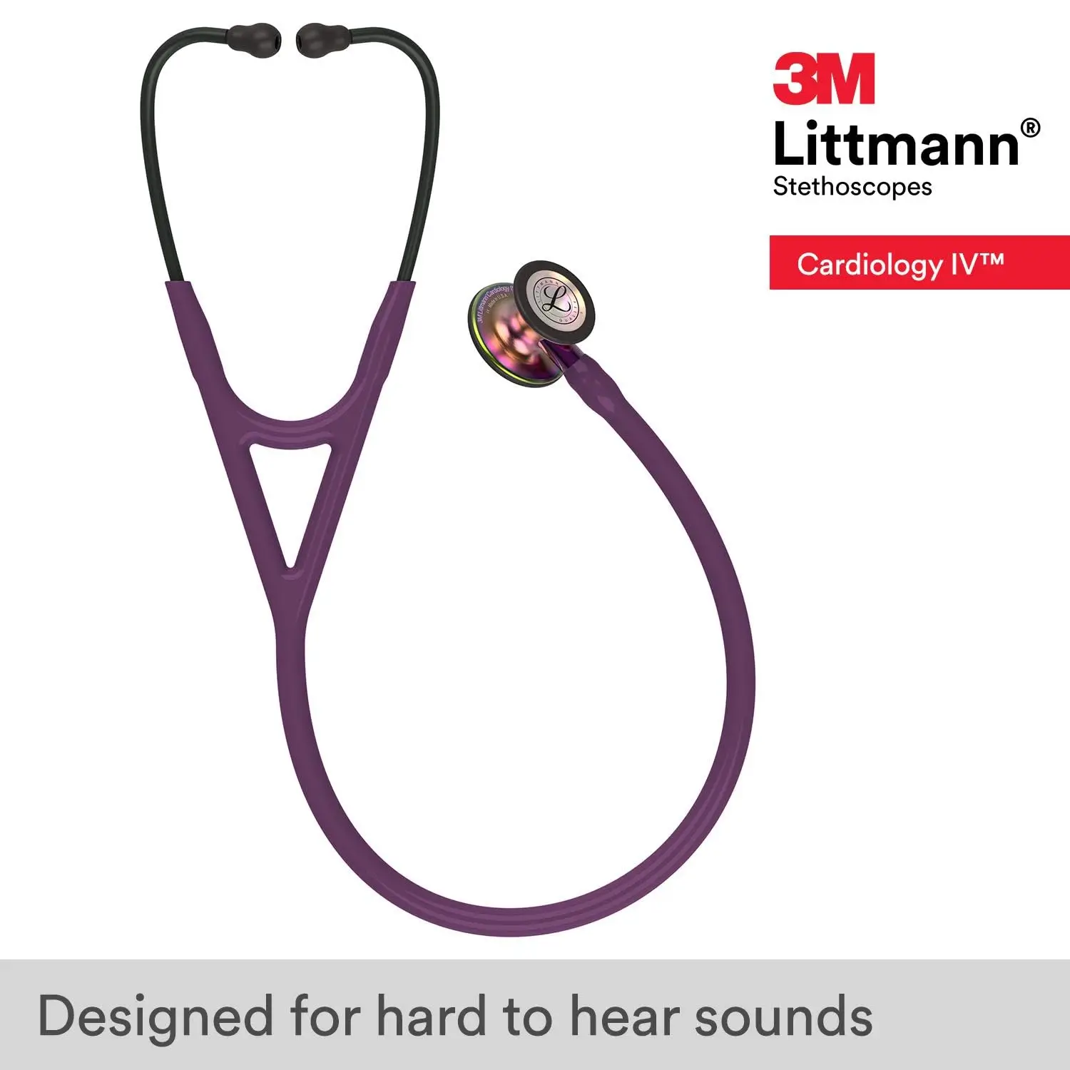 6205 3M Littmann Cardiology IV Stethoscope, 6205, plum tube, rainbow chestpiece violet stem