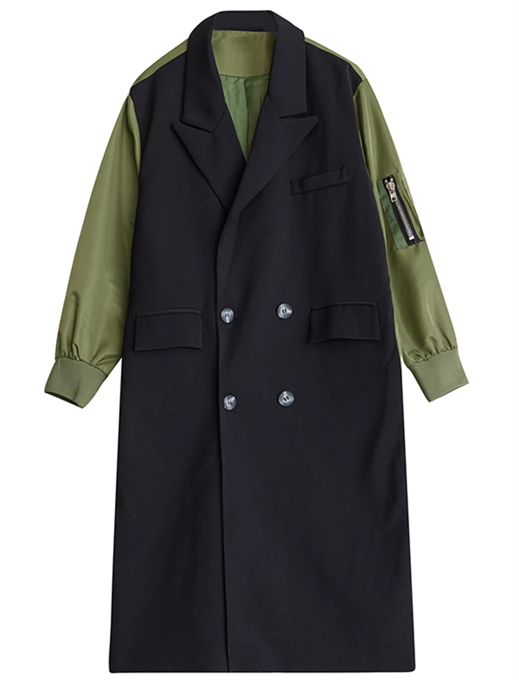 2026 Autumn Winter Oversized Turn-down Collar Trench Coat For Women Casual Loose Vintage Patchwork Fashion Outerwear Cardigan