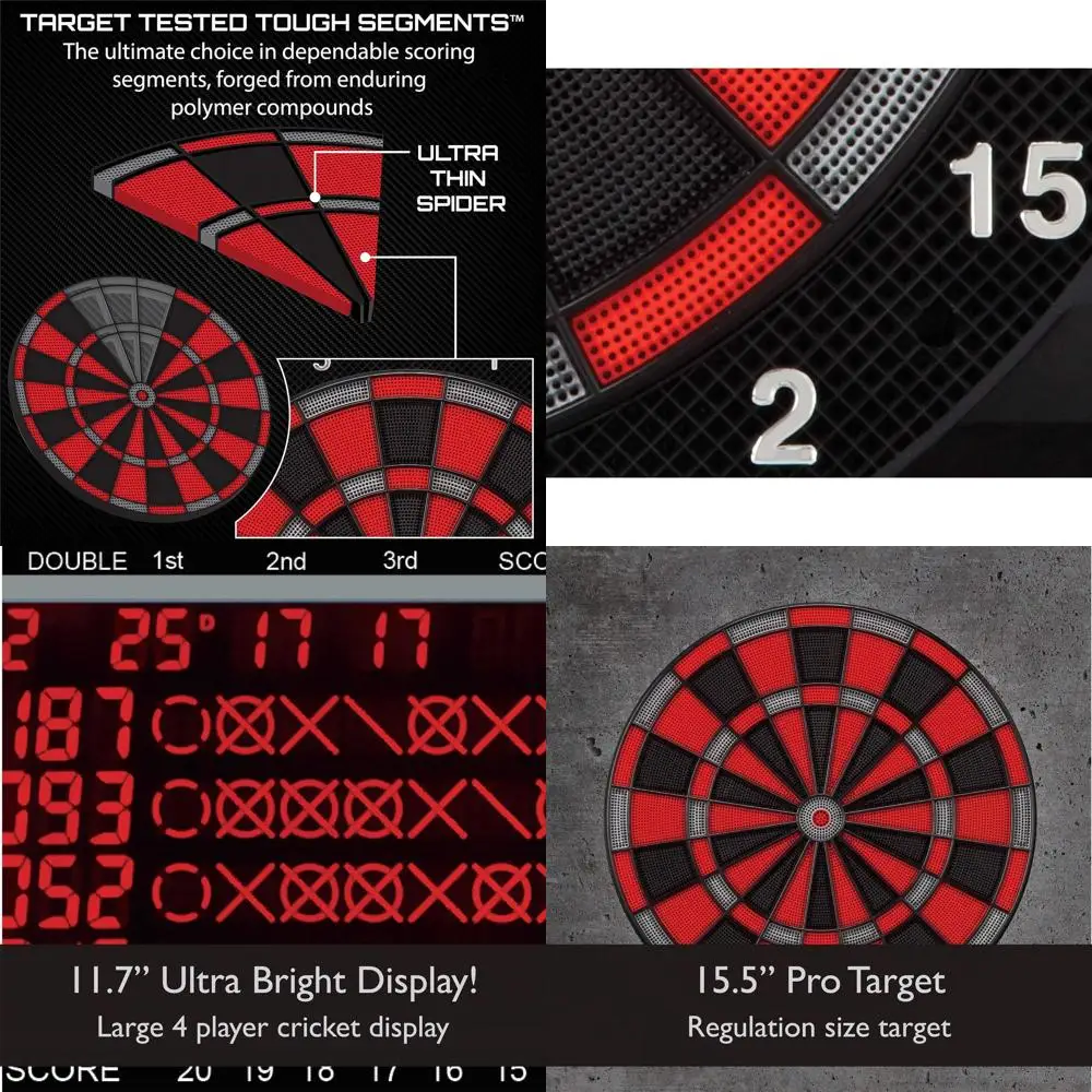 

GLD 797 Dartboard: 301 Quick Access, Count-Up, 11 Score, 43 Games, 241 Options, Darts & Tips, Black