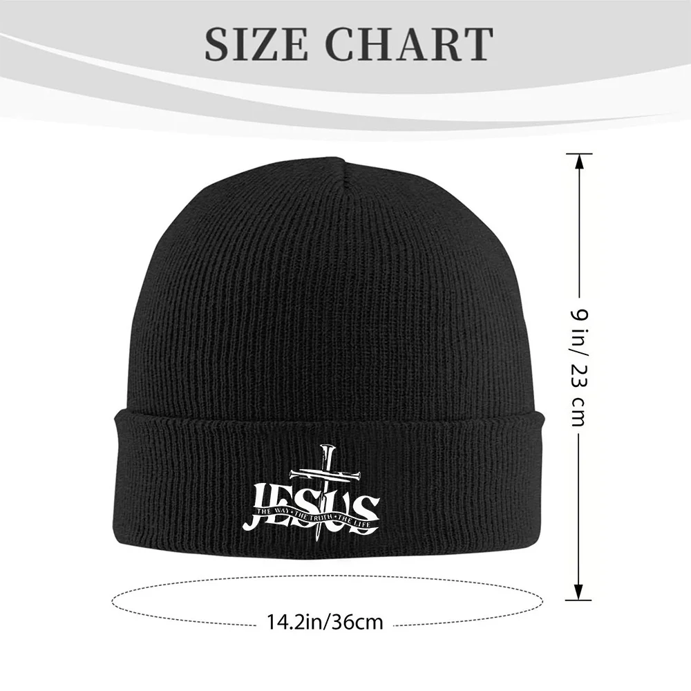 Jesus Cross Print Thermal Beanie Hat Soft Winter Skull Cap for Outdoor Casual Gifts for Adults