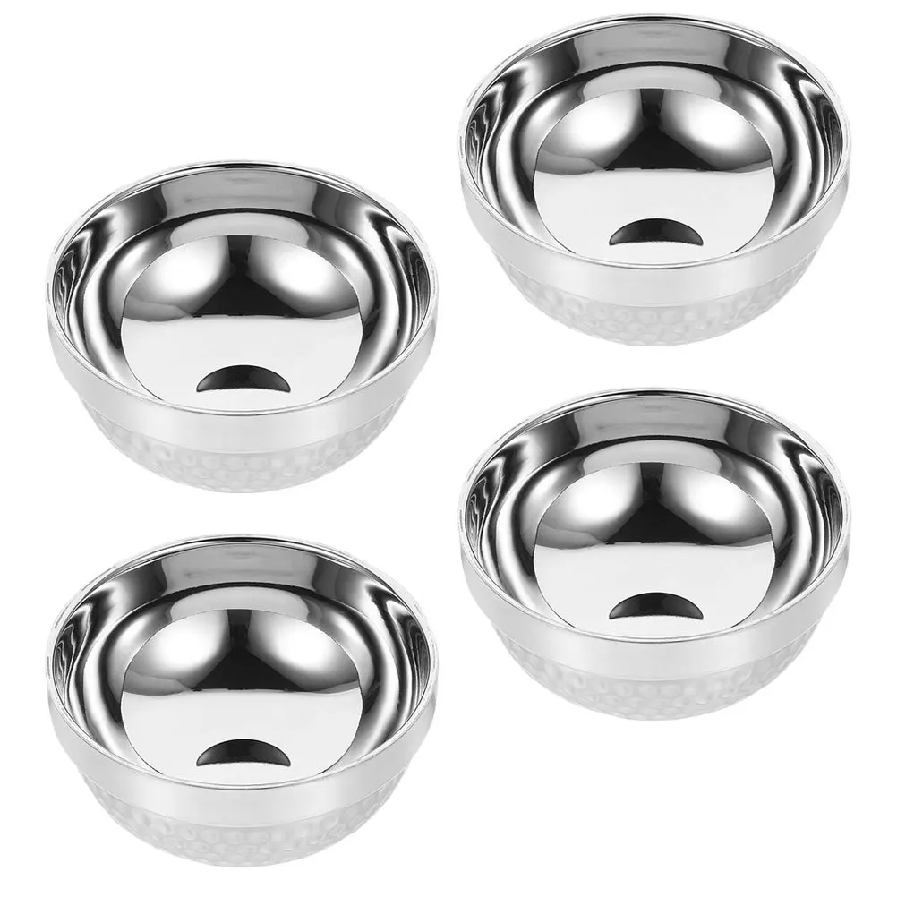 

4 шт., высококачественные миски из нержавеющей стали, прочные миски с двойной изоляцией для салата, супа, идеальный размер для повседневного сбора