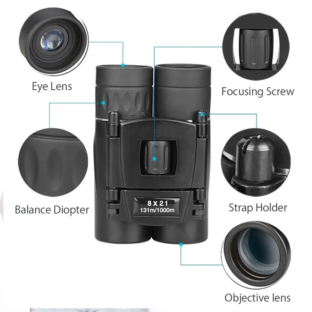 

Binocular Telescope 8x21 Compact Folding Mini Powerful Telescope Long Range 1000m Ba7 Fmc Optics for Camping Hunting Sports
