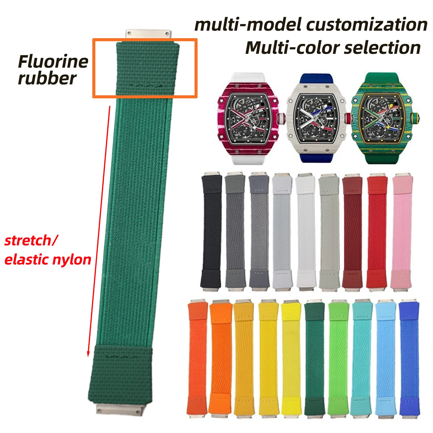 

New Customized Elastic Band Loop Strap For RM Richard Miller Men's Collection RM67 RM67-02 67-01 Series High quality Watchband