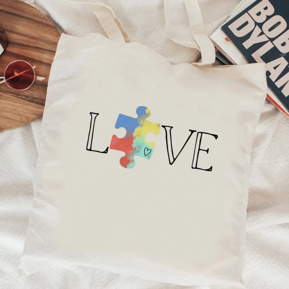 Autism shopping bag tote grocery eco handbag cotton bolsa bag boodschappentas bolsa compra grab