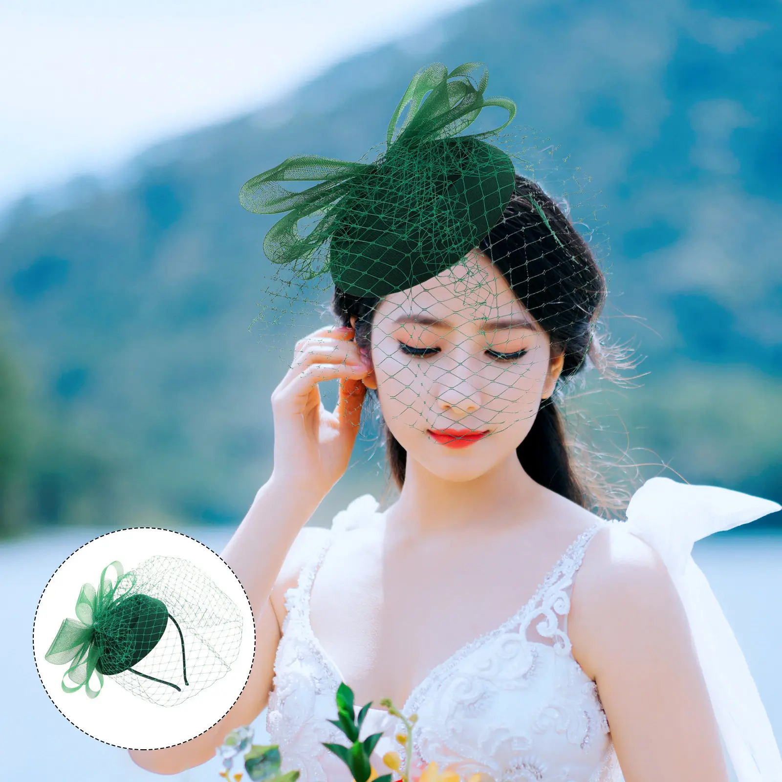 

Винтажный свадебный фасцинатор-ободок с бантом из страз и сетчатой вуалью, элегантный аксессуар для волос невесты, головной убор для чаепития