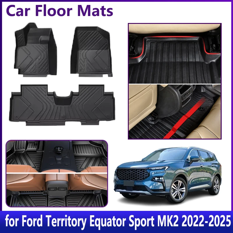 

For Ford Territory Equator Sport 2022-2025 2024 MK2 Car Floor Mats LHD Waterproof Carpet Cover TPE Foot Mat Anti-dirt Accessorie