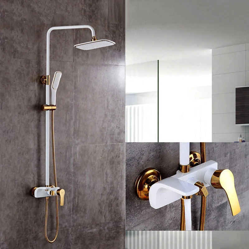 Luxury white gold shower faucet bronze white shower faucets for  home decoration bath showers toilet shower kit Wall Mounted