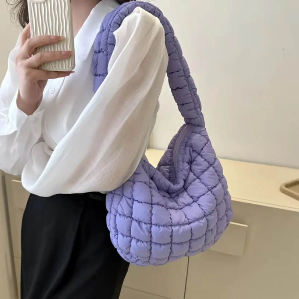 Puffer Tote Bag for Women Soft Puffy Crossbody  Large Quilted Tote  Quilted Carryall Bag Hobo Handbags Puff Purse