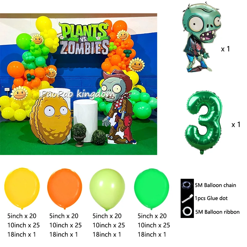 مجموعة قوس بالونات على شكل لعبة النباتات مقابل الزومبي للأطفال لتزيين حفلات أعياد الميلاد ومستلزمات استحمام الطفل هدية ديكور غرفة الرسوم المتحركة #4