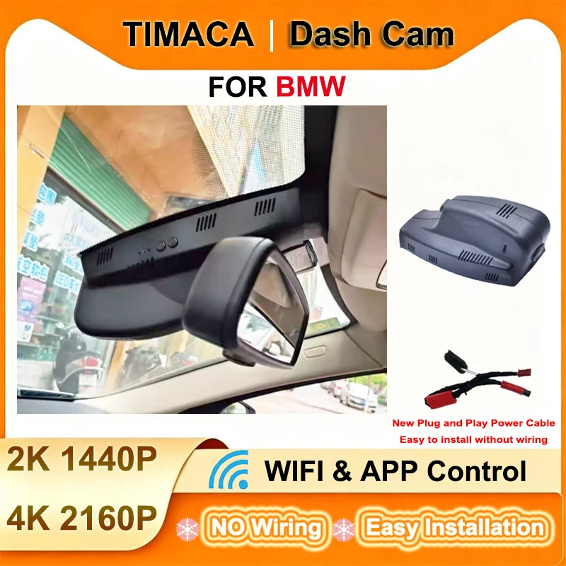 TIMACAM for BMW E81 E82 E91 E92 E93 E60 E61 F07 F06 F01 F02 F03 E71 E63 E64 2004-2012 Dash Cam 4K Wifi Plug and Play Camera DVR