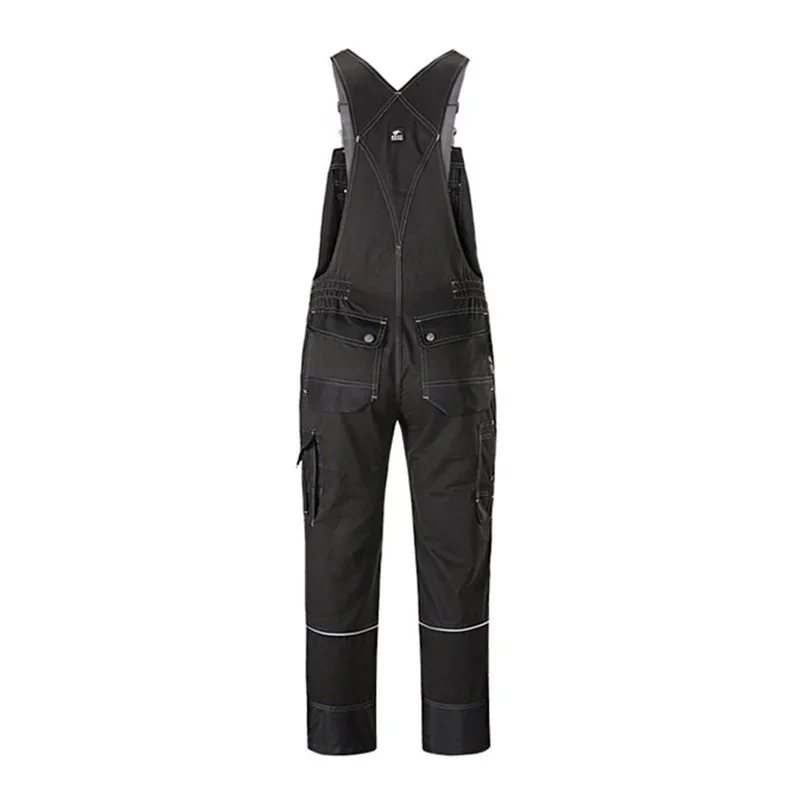 オックスフォードオーバーオール反射ストライプマルチポケット作業オーバーオール男性黒反射 Hi Vis ワーカー着用修理工服