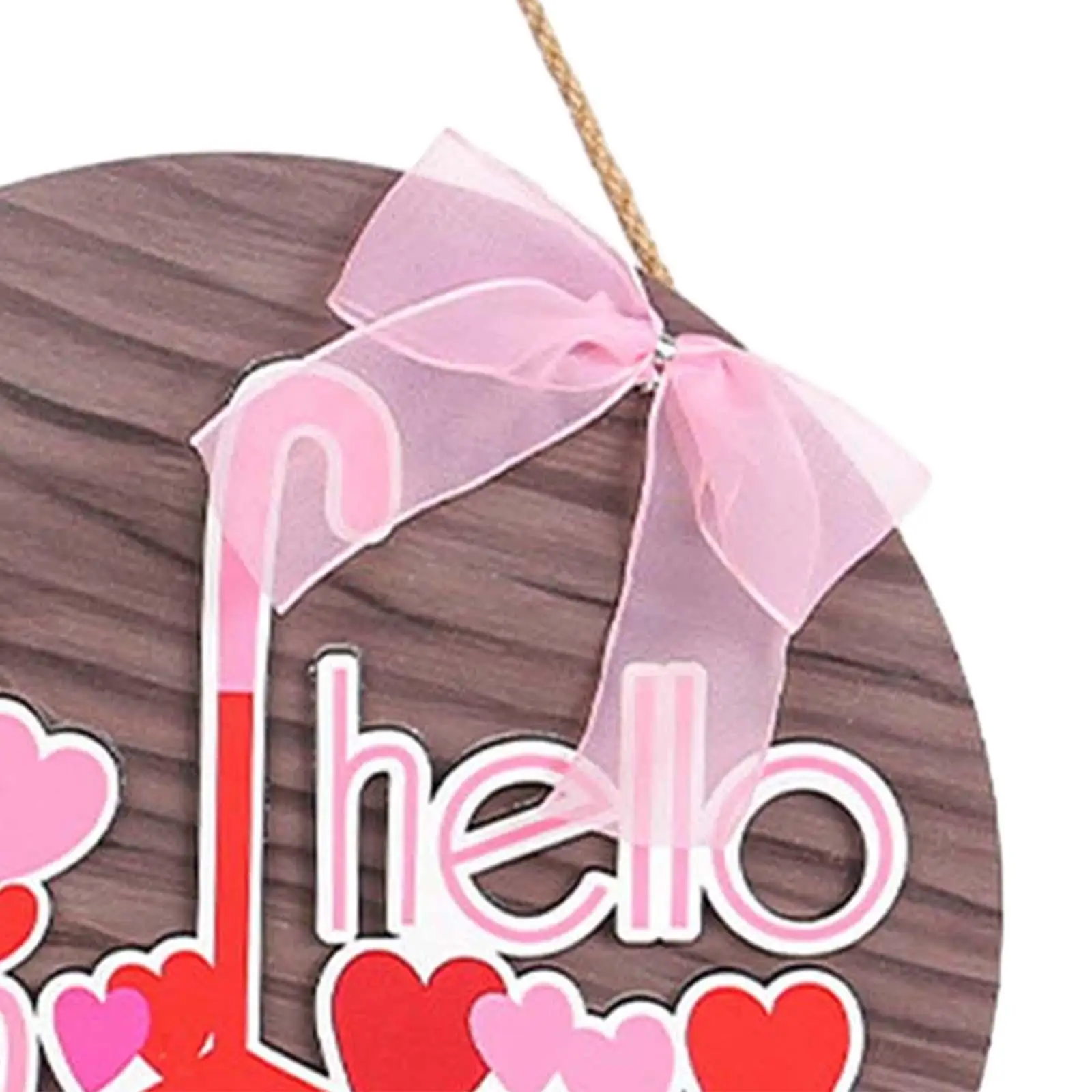 Valentine's Day Hanging Sign Hello Valentine Door Hanger Sweet Wreath Sign for Home Indoor Wall Window Decoration Anniversary