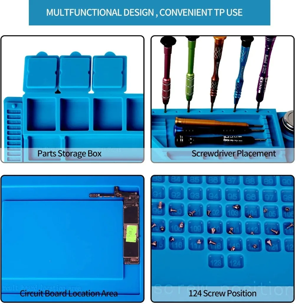 BGA Soldering Station Silicon Mat 500℃ Heat-Resistant Soldering Station Work Pad Desk Platform Welding Station for Electronic