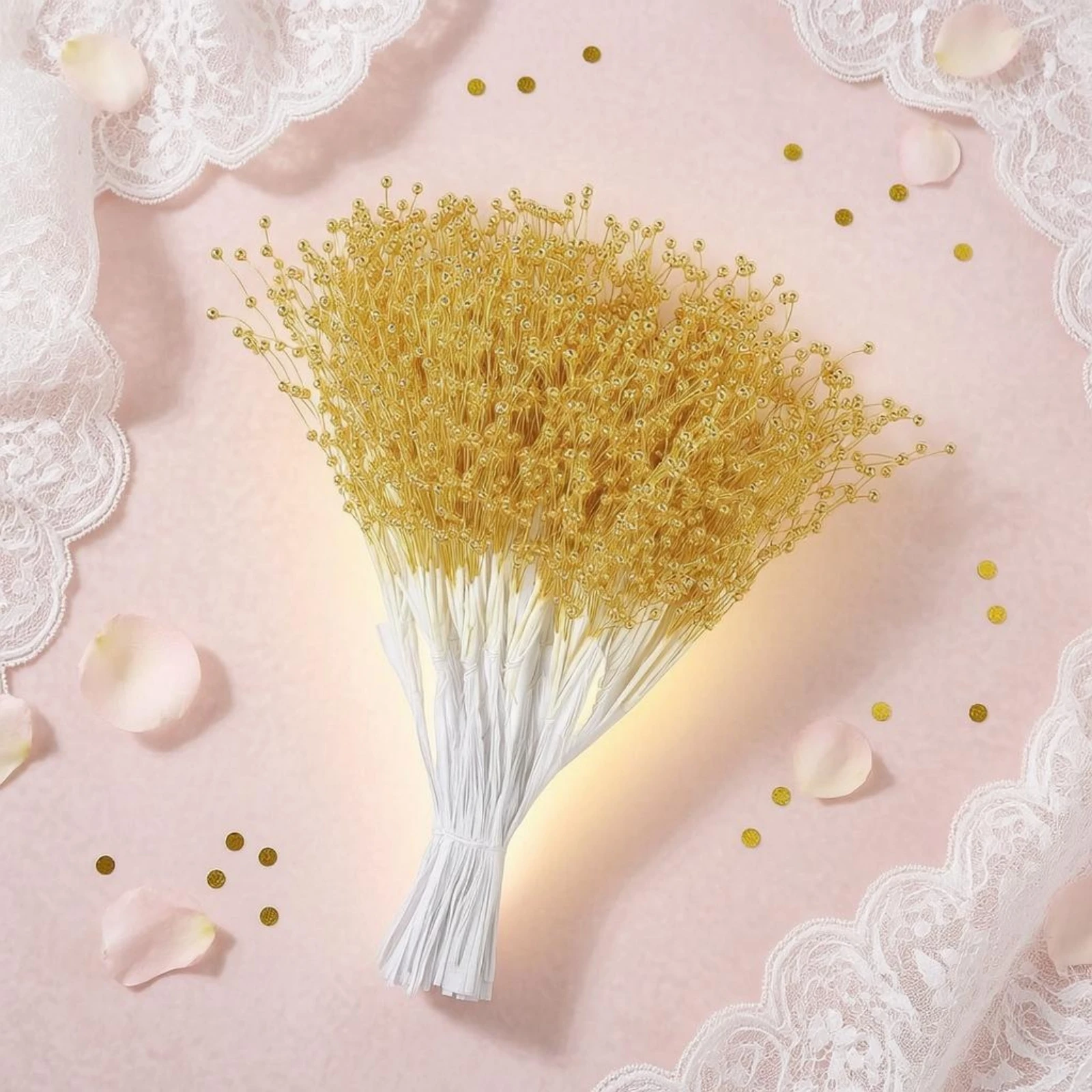 50 Pieces Bead Sprig 24 Cm Beaded Stem Beaded Stem Spray Plastic Bouquet Accessory Flexible Wire