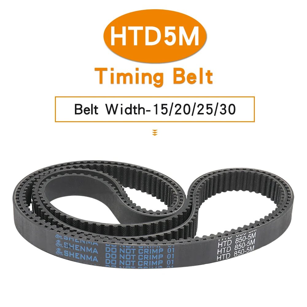 

Synchronous Belt HTD5M-820/825/830/835/845/850/860/865/870/880/890 Rubber Transmission Belt Width 15/20/25mm For 5M Pulley Wheel