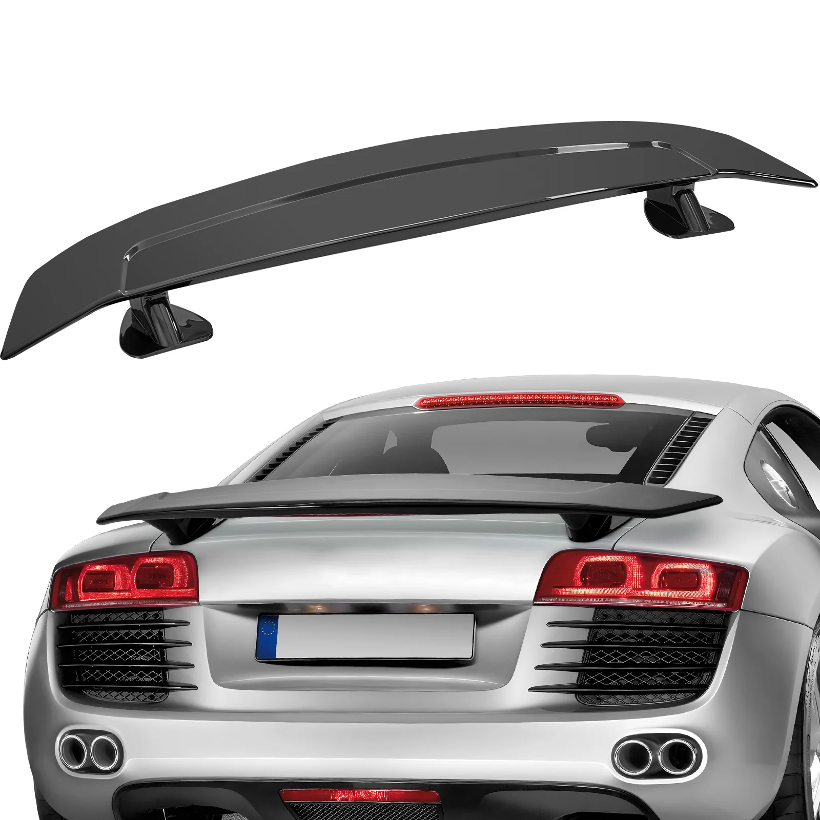 SucceBuy Spoiler per auto GT Wing Spoiler universale da 46,3 pollici compatibile con la maggior parte dei sedani e coupon Materiale ABS ad alta resistenza Nero