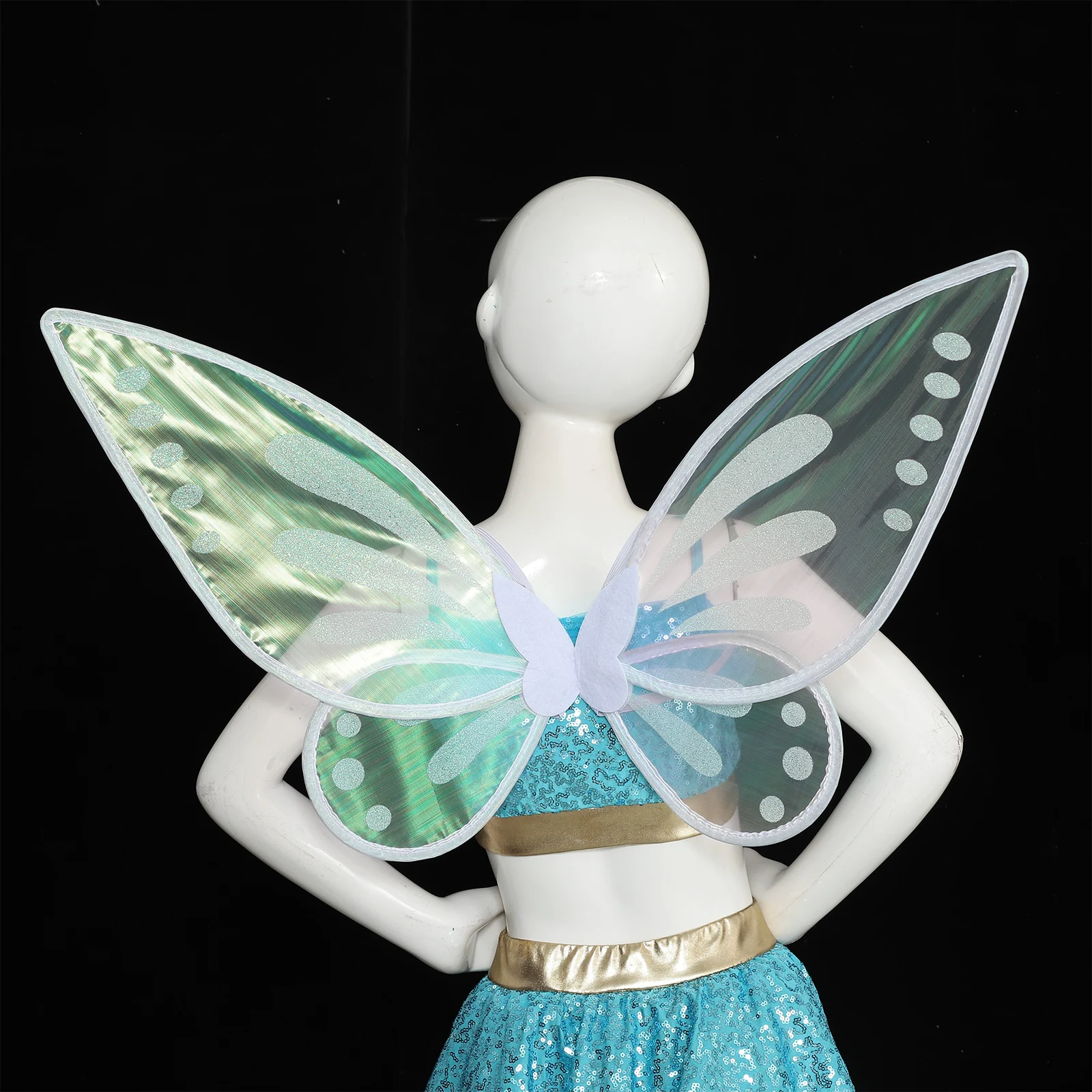 Alas de mariposa para adultos y niños, accesorios de hadas de Halloween, gradiente transparente, alas brillantes, alas de Ángel de hadas, accesorios de actuación en escenario de baile