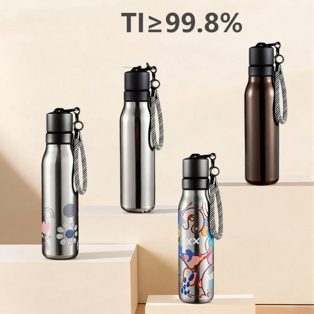 

500ml Titanium Water Bottle for Hiking Travel Double-Walled Vacuum Insulated Cup Sport Bottle Leak-Proof With Gift Box