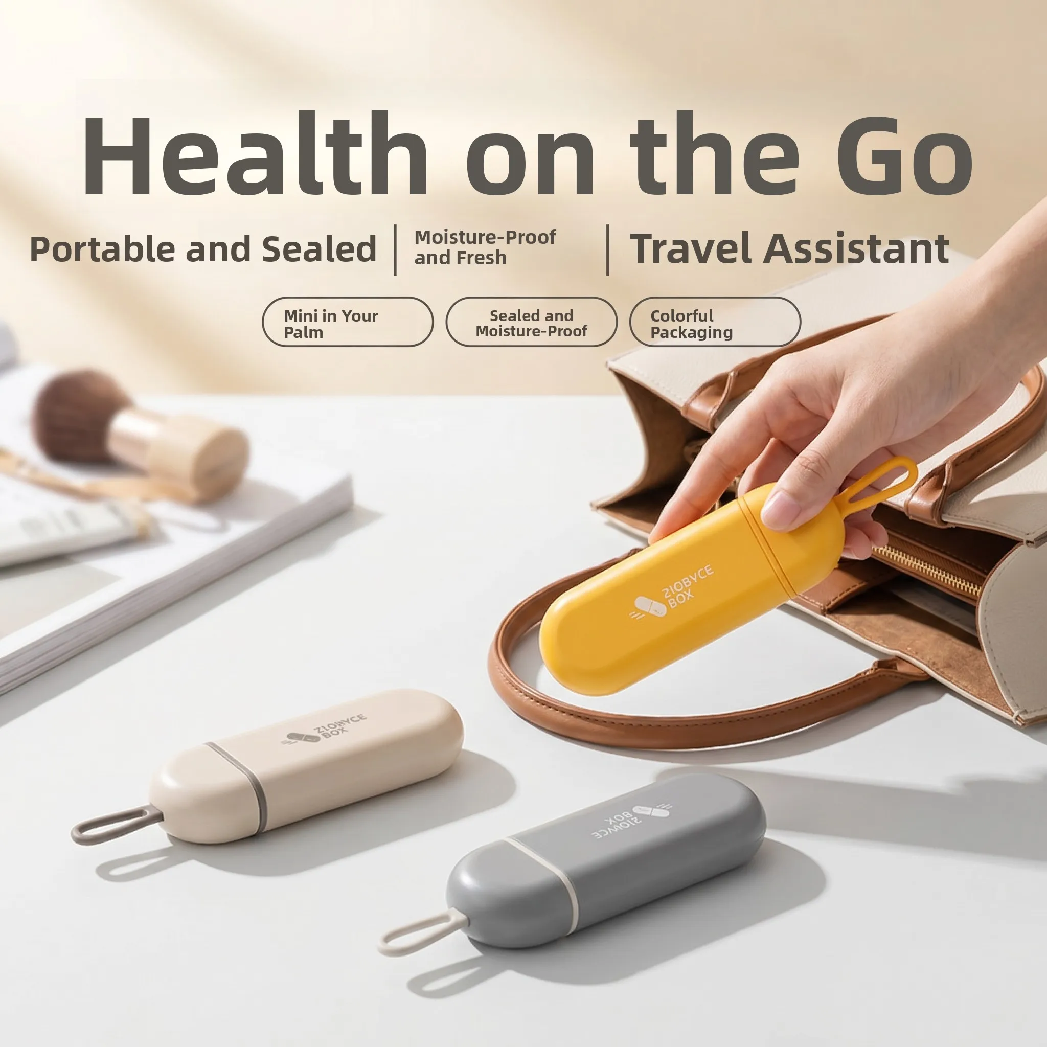 

Portable Men's Medicine Box Sealed Moisture Proof Daily Tablet Compartmentalized Box Compact Storage Organizer