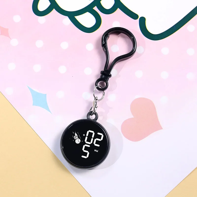 10pcs/lot Women Mens Unisex Nurse Doctor Keychains Hanging Pocket Watches Colourful Carabiner Alloy Students Clock Watches