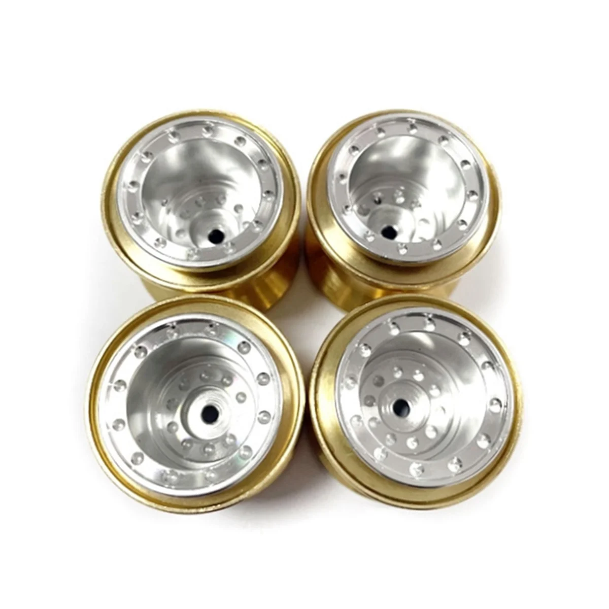 4Pcs Brass Clamp Ring Metal 1.0 Wheel Rim Wheel Hub for FMS FCX24 Max Smasher 1/24 RC Crawler Car Upgrade Parts,2