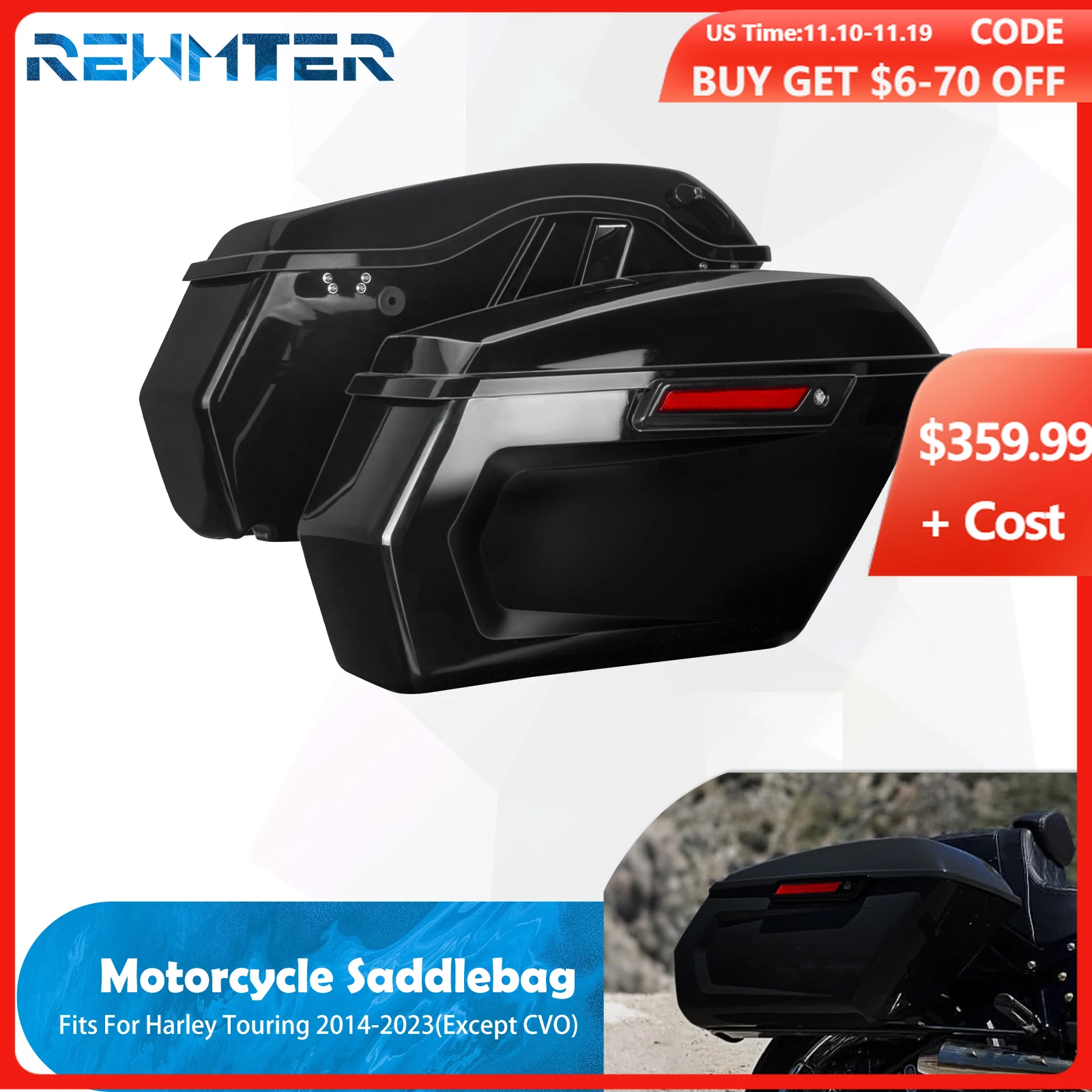 

Боковые седельные сумки для мотоцикла, жесткие сумки для багажа для Harley Touring Road King FLHR Street Electra Glide FLHT FLHX FLHTK 09-23