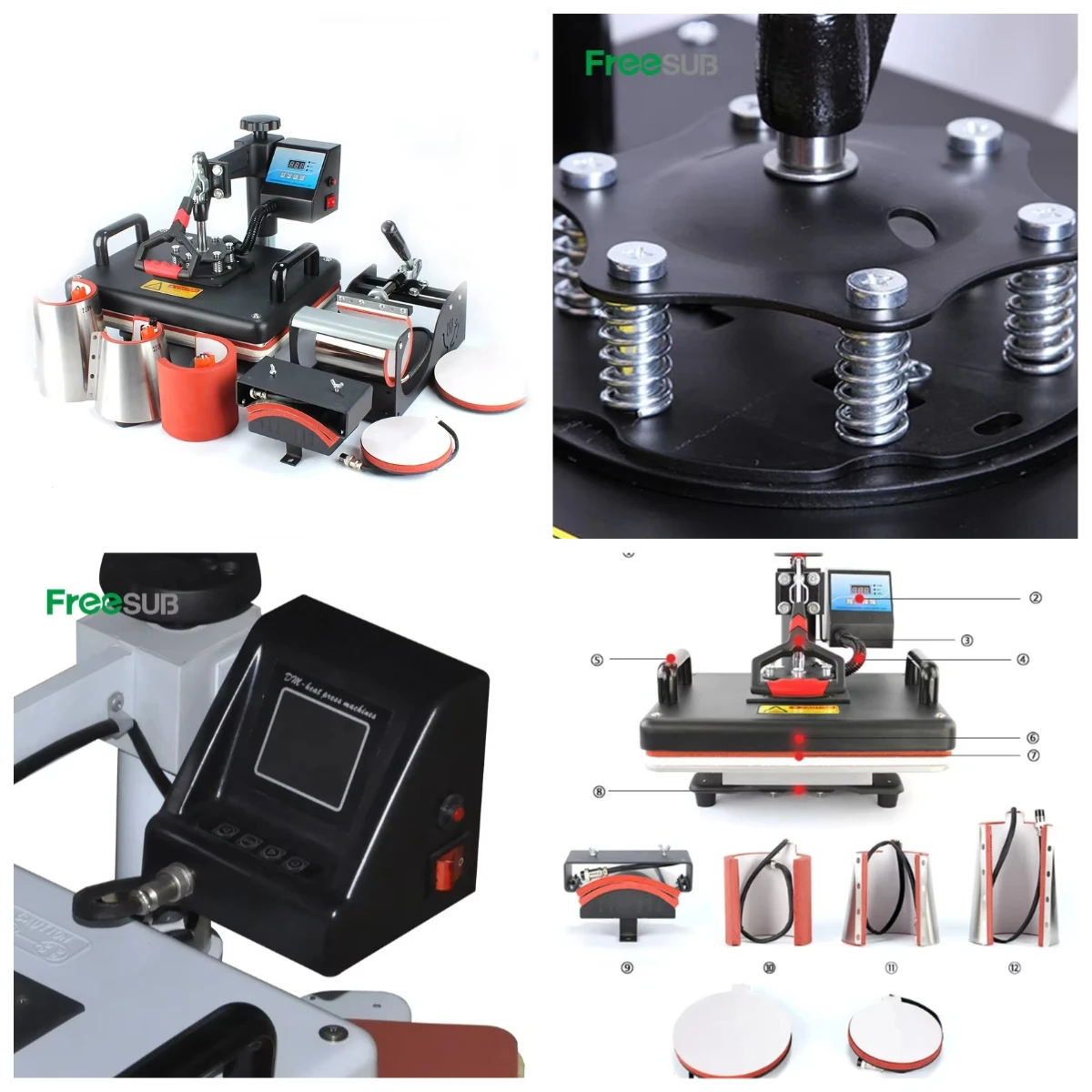 

WJW Good Quality 8 In1 Combo Heat Press Machines T-shirt Sublimation Printing Machine for Tshirt