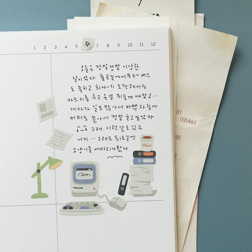Suatelier 1174 Retro Office Stickers Korea Scrapbooking Hobby Supplies Aesthetic Cute Journaling Stationery Planner Sticker