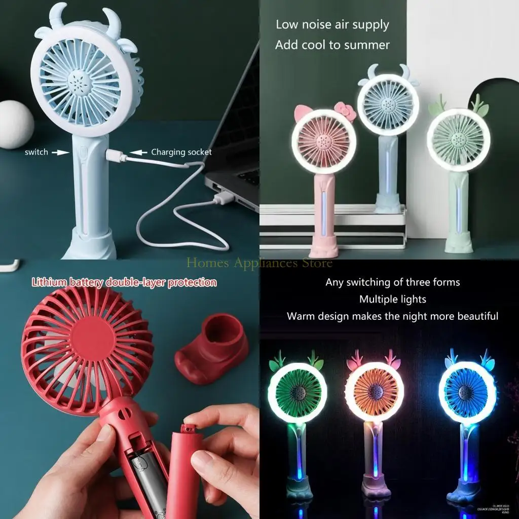 D0AB Plastic Summer Fans with Base Portable Handheld Fan Plastic Material for Outdoor