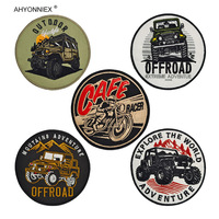 AHYONNIEX 1PC Embroidered Outdoor Off-road Vehicle Fabric Patch Sew On Jeans Clothes Cap Badge Bags Stickers With Hook Surface