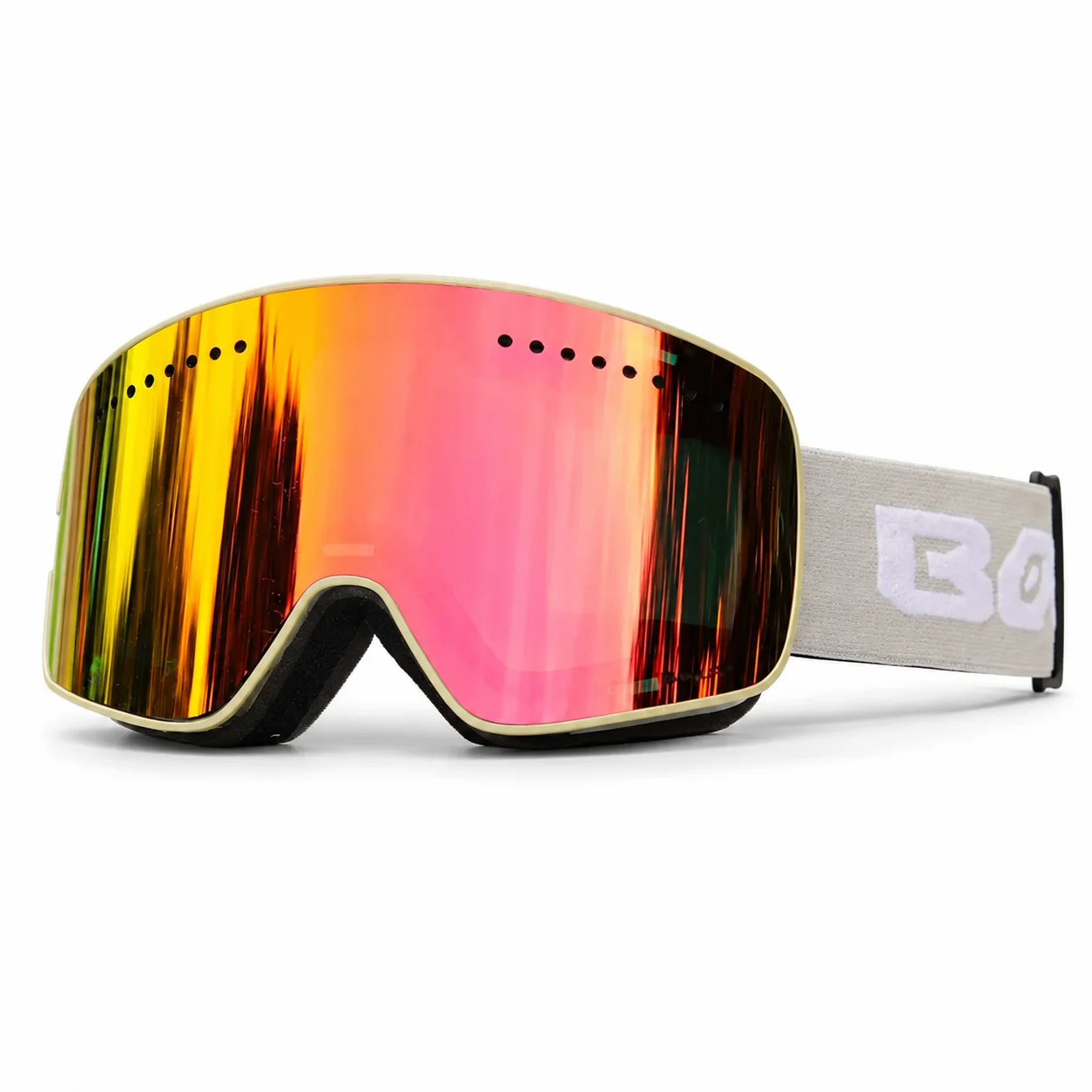BOLLFO Cylindrical Magnetic Ski Goggles Double Layer Lens OTG Design Adjustable Strap for Men Women Snowboarding Snow Sports