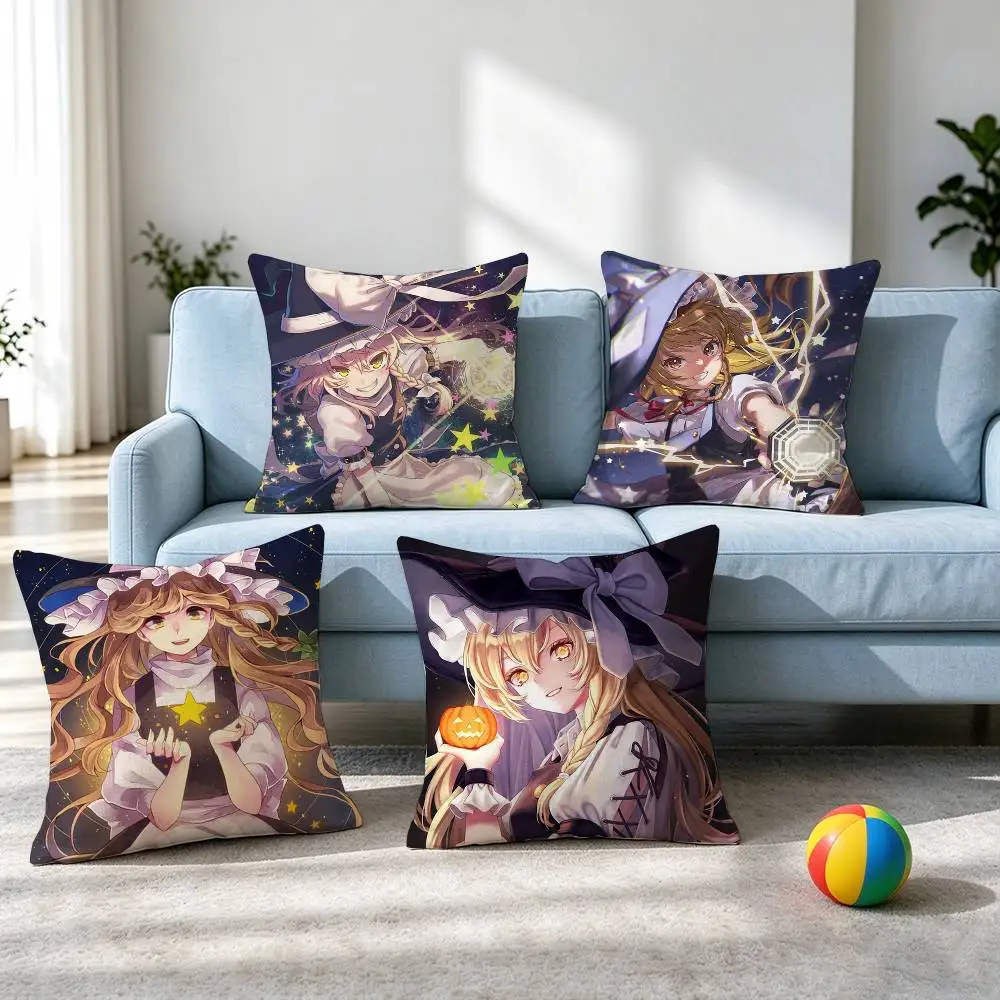 Touhou Project Marisa-Kirisame  Pillow Case Square Double-Sided Sofa Cushion Cover Bedroom Bedside Pillow Gift