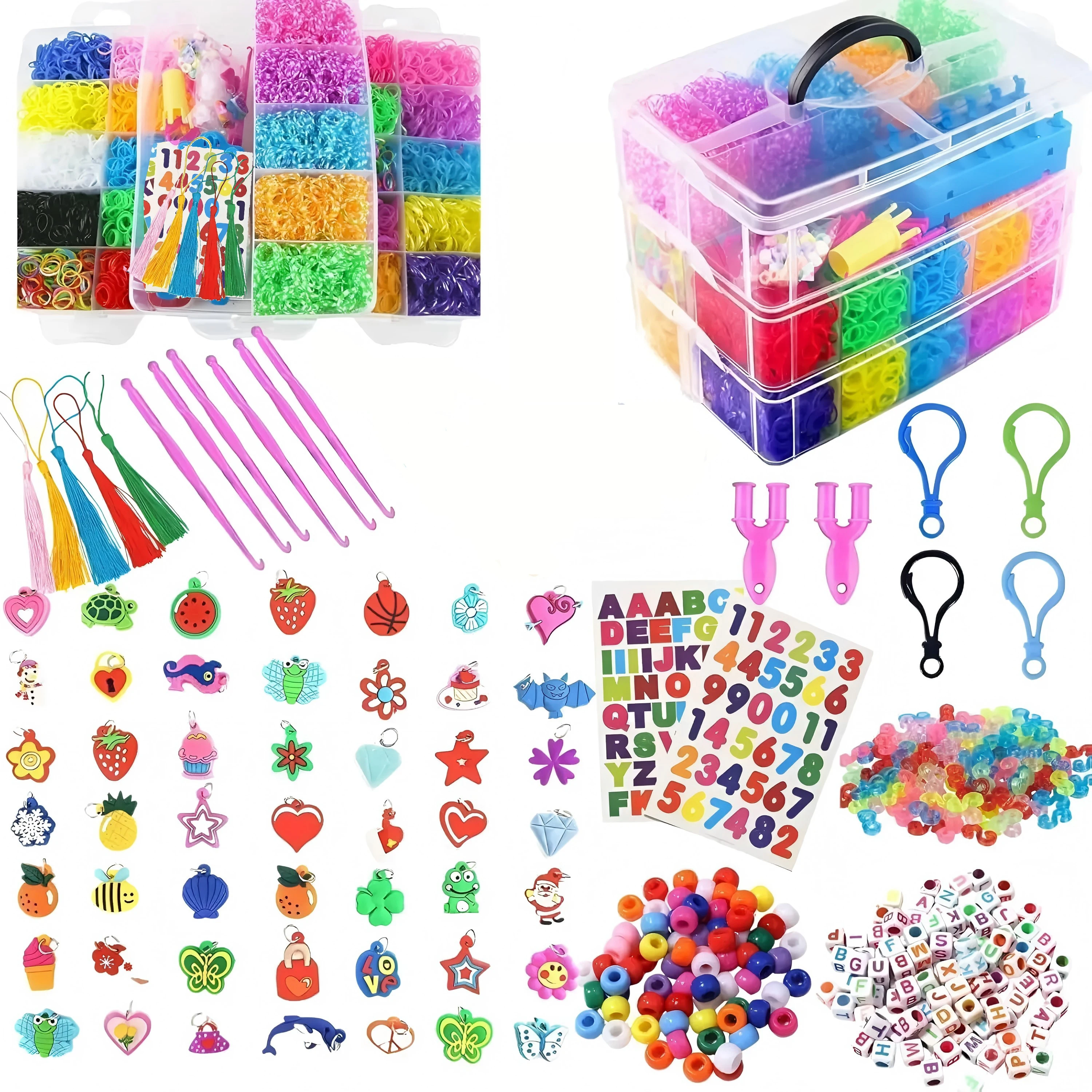 15000+ Rubber Band Bracelet Kit, Loom Bands Vibrant Colours with Storage Box, DIY Friendship Bracelet Making Kit Christmas Gift