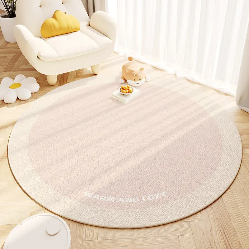 VIKAMA Light-Coloured Gradient Round Rug Non-Slip and Comfy for the Living Room Sofa Bedroom Bedside and Bay Window Home Decor