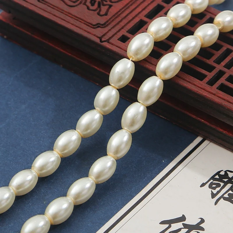 90-120Pcs/Lot 80cm/Strand Ivory White Oval Shape Glass Imitation Pearl Beads for DIY pendant Necklace Earring Bracelet Jewelry