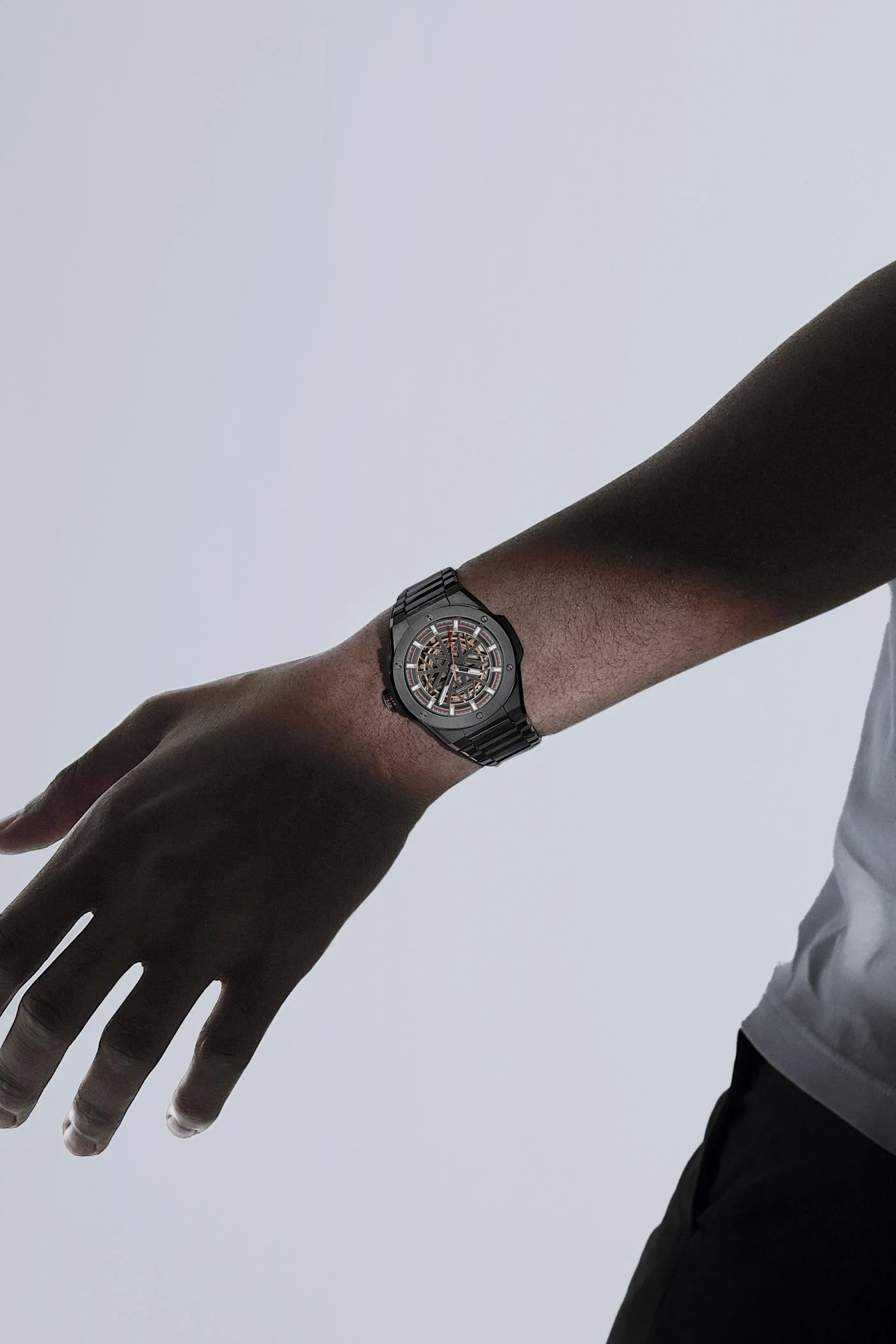MIGE brand black steel case mechanical man watch waterproof casual business luminous automatic hot sale Hollow watches for men